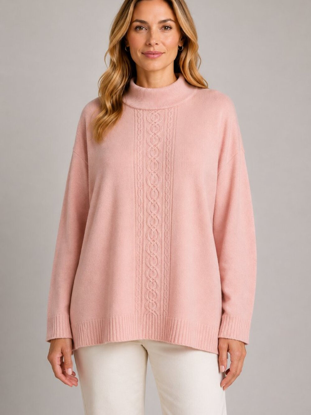 Dressbarn Pink Cable Knit Turtleneck Sweater Plus Size 18/20